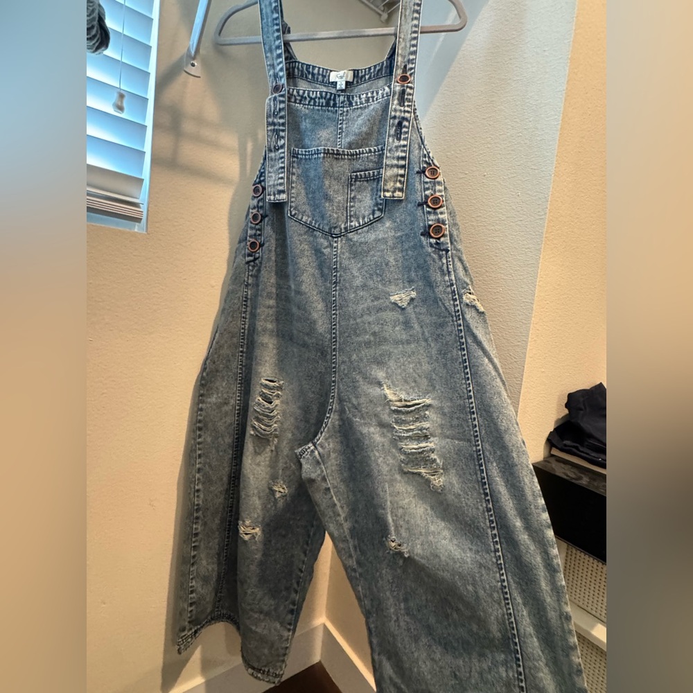 Easel Indigo Denim Overalls